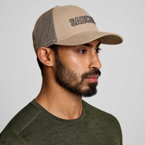 Saucony Adjustable Snap Back Trucker Hatter Herre Beige | OSLO YJNFAZ