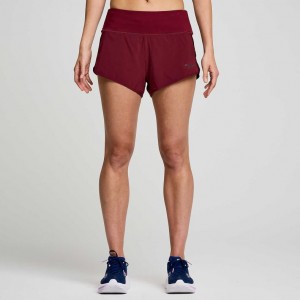 Saucony Outpace 2.5" Split Shorts Dame Burgunder | NORGE CRSVIE