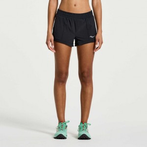 Saucony Outpace 2.5" Split Shorts Dame Svarte | NORGE DSVGWE