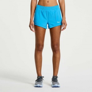 Saucony Outpace 3" Shorts Dame Blå | NORGE GJBEDU