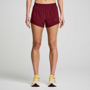 Saucony Outpace 3" Shorts Dame Burgunder | OSLO HJGCUV