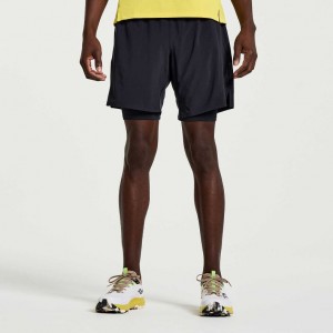 Saucony Outpace 7" 2-in-1 Shorts Herre Svarte | OSLO SPAXVO