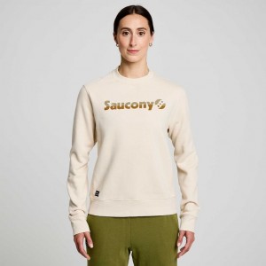 Saucony Recovery Crew Sweatshirt Dame Beige | OSLO UHBCTW