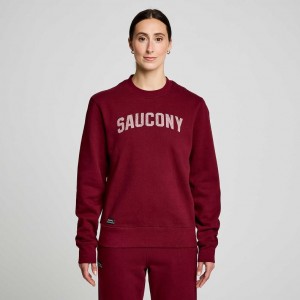 Saucony Recovery Crew Sweatshirt Dame Burgunder | OSLO GROPFK