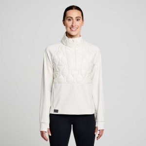 Saucony Solstice Oysterpuff 1/2 Zip Sweatshirt Dame Hvite | OSLO UCRJHM