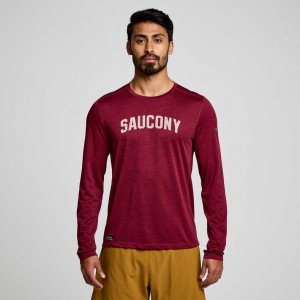 Saucony Stopwatch Graphic Long Sleeve T-Skjorte Herre Rød | OSLO LSHOGK