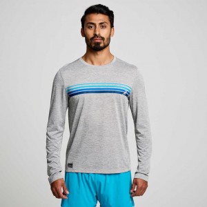 Saucony Stopwatch Graphic Long Sleeve T-Skjorte Herre Lyse Grå | NORGE XFTOIE