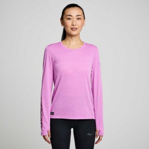 Saucony Stopwatch Graphic Long Sleeve T-Skjorte Dame Lilla | NORGE CEQGRK