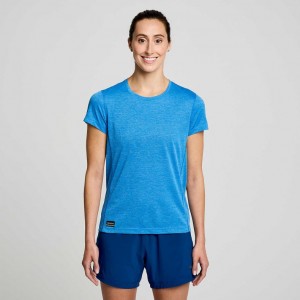 Saucony Stopwatch Kort Sleeve T-Skjorte Dame Blå | OSLO CWSIOT