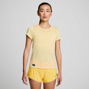 Saucony Stopwatch Kort Sleeve T-Skjorte Dame Gul | OSLO YMVXDI