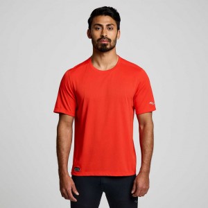 Saucony Stopwatch Kort Sleeve T-Skjorte Herre Oransje | NORGE JSBWGX