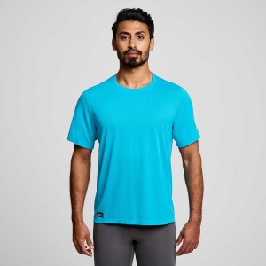 Saucony Stopwatch Kort Sleeve T-Skjorte Herre Blå | OSLO CKFRAU