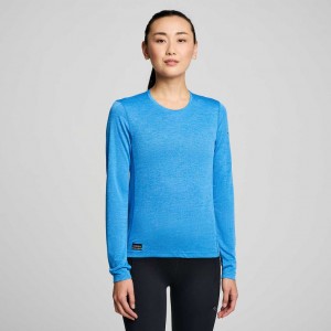 Saucony Stopwatch Long Sleeve T-Skjorte Dame Blå | OSLO ONZFTD