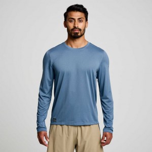 Saucony Stopwatch Long Sleeve T-Skjorte Herre Blå | NORGE SDPJMA