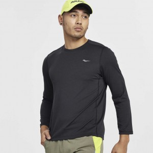 Saucony Stopwatch Long Sleeve T-Skjorte Herre Svarte | NORGE SIEAXU