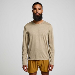 Saucony Stopwatch Long Sleeve T-Skjorte Herre Khaki | NORGE MKGILR