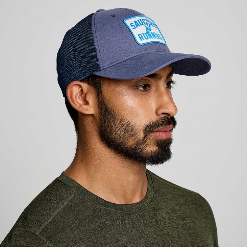 Saucony Adjustable Snap Back Trucker Hatter Herre Blå | NORGE LKCMIZ