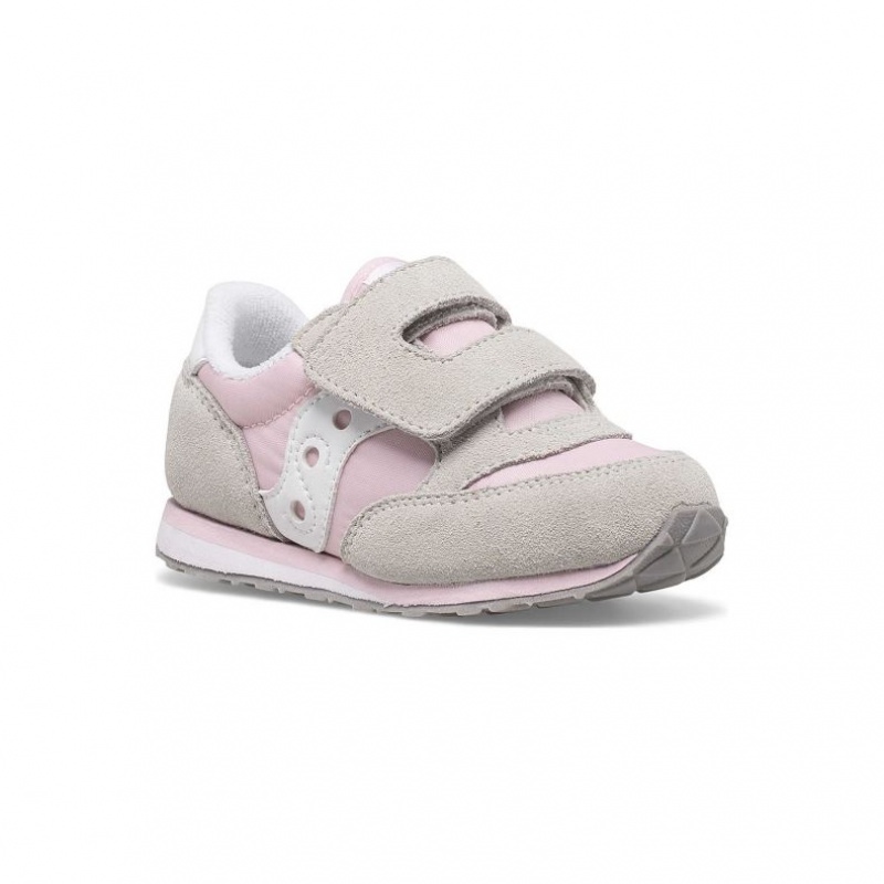 Saucony Baby Jazz Hook & Loop Sneakers Lite Barn Grå Rosa | OSLO CQSJEU