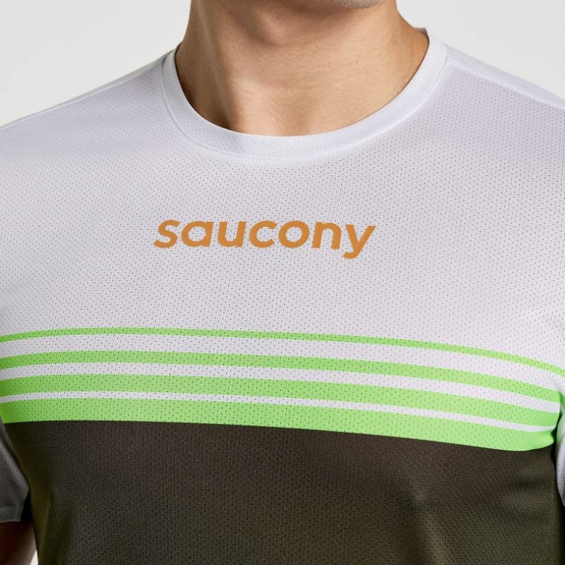 Saucony Elite Kort Sleeve T-Skjorte Herre Hvite Svarte | NORGE UTPKVX