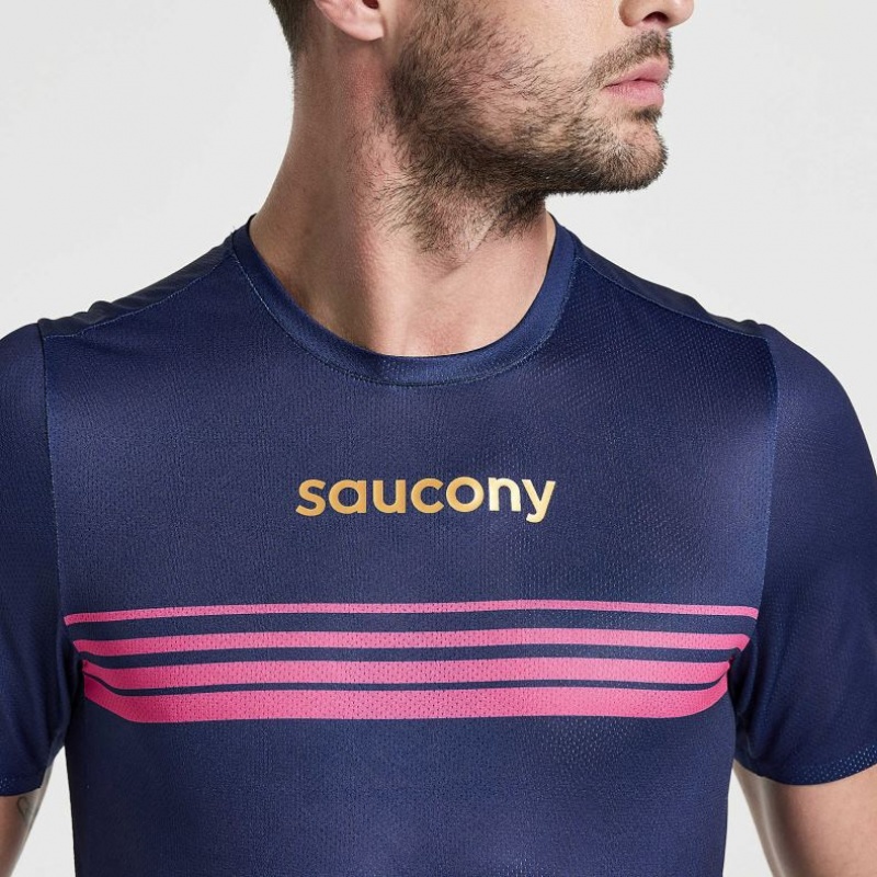 Saucony Elite Kort Sleeve T-Skjorte Herre Marineblå | OSLO VRSWMU