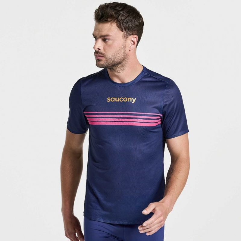 Saucony Elite Kort Sleeve T-Skjorte Herre Marineblå | OSLO VRSWMU