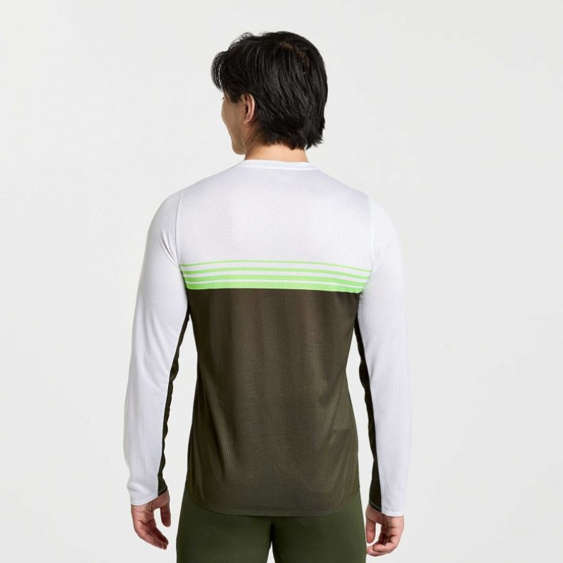 Saucony Elite Long Sleeve T-Skjorte Herre Hvite Svarte | NORGE KTXHEP