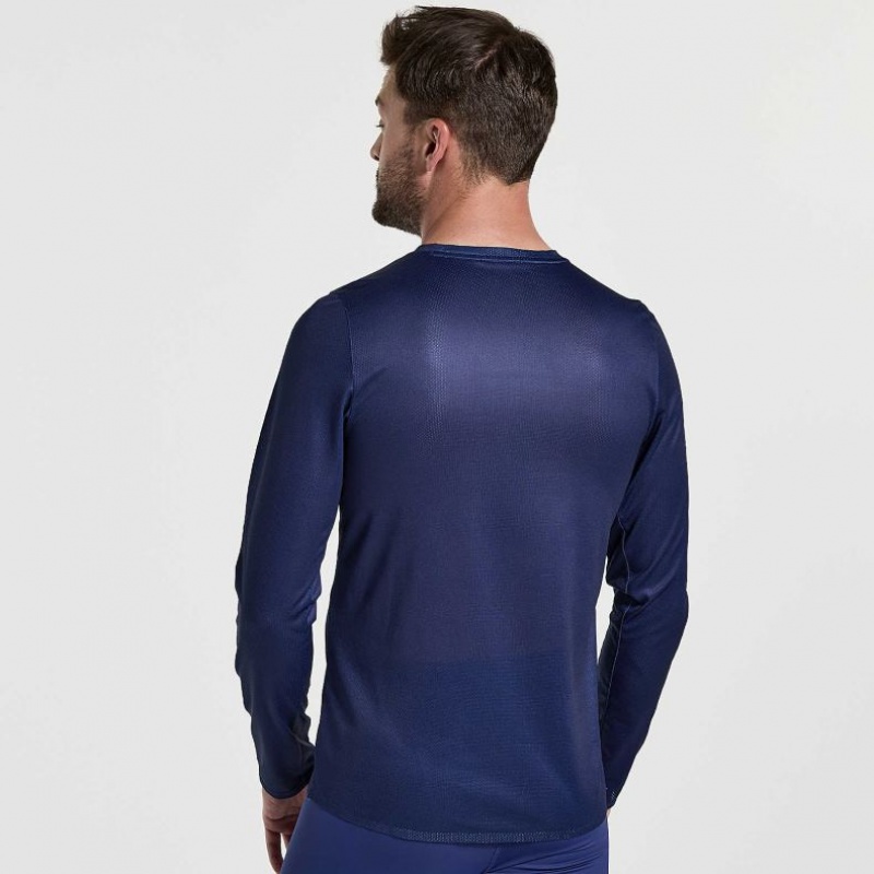 Saucony Elite Long Sleeve T-Skjorte Herre Marineblå | OSLO HYSTKC