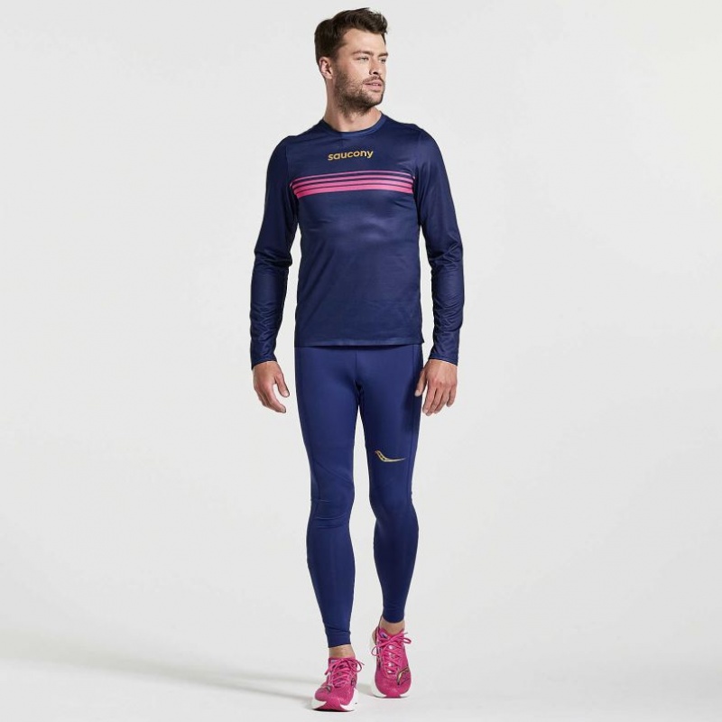 Saucony Elite Long Sleeve T-Skjorte Herre Marineblå | OSLO HYSTKC