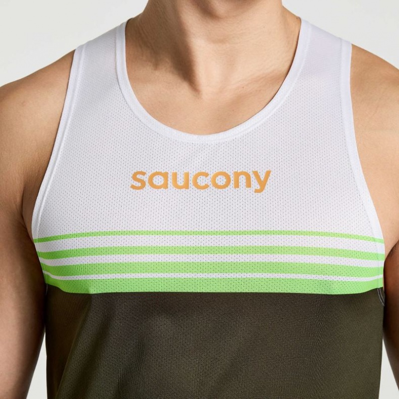 Saucony Elite Singlet Singlet Herre Hvite Svarte | NORGE LIBQWO