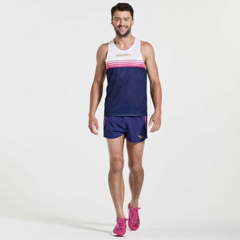 Saucony Elite Singlet Singlet Herre Hvite Marineblå | OSLO RMLEIF