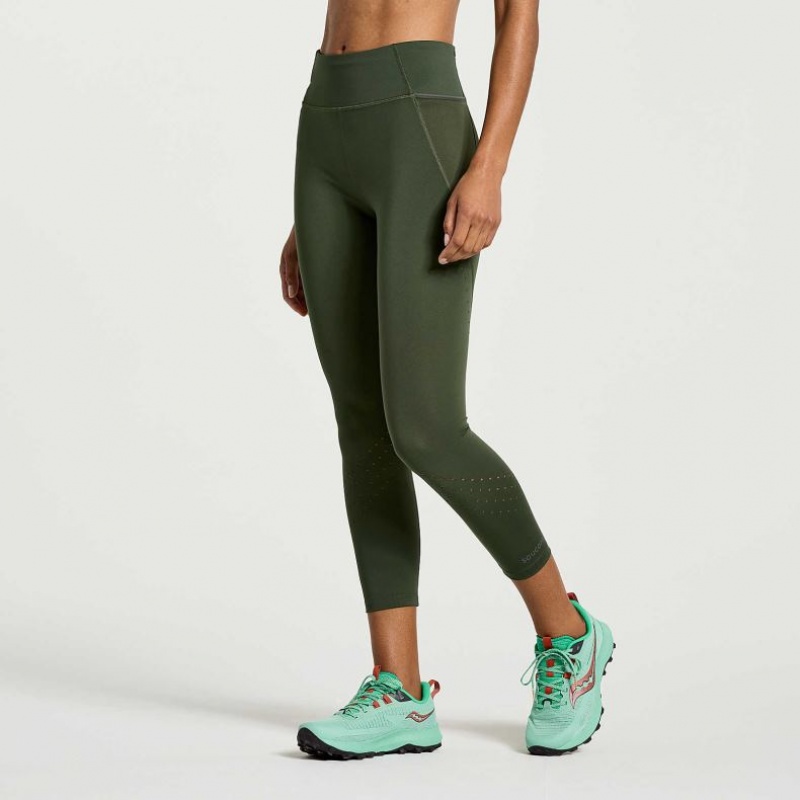 Saucony Explorer Utility Crop Tights Dame Mørke Grønn | OSLO OFQZDM