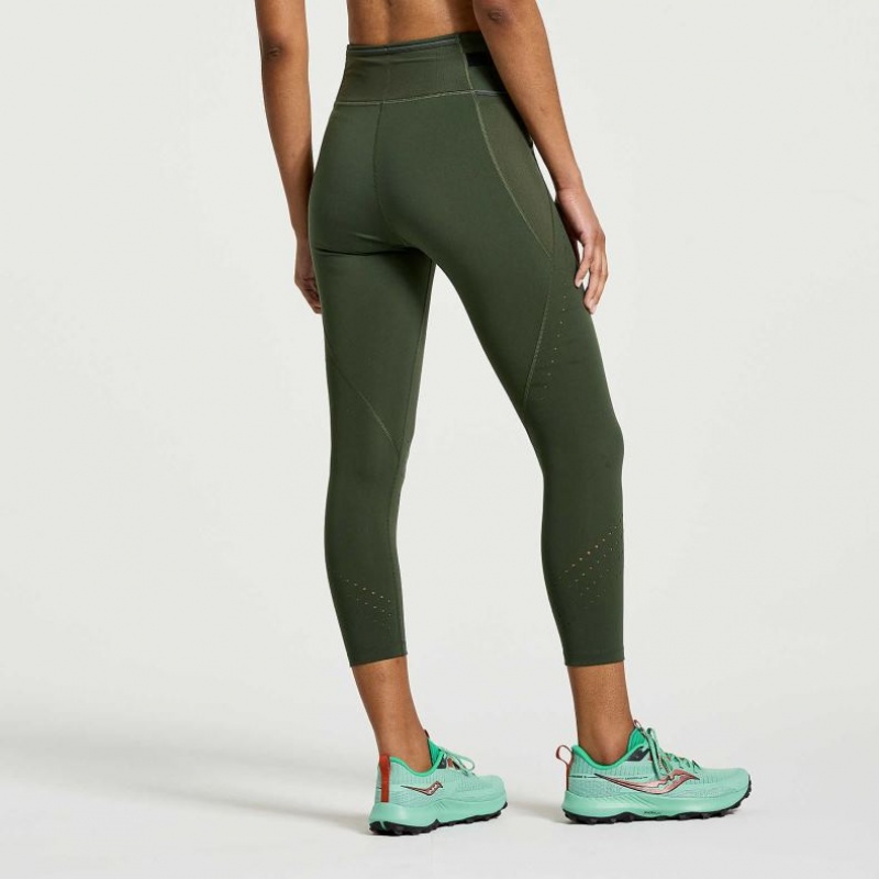 Saucony Explorer Utility Crop Tights Dame Mørke Grønn | OSLO OFQZDM