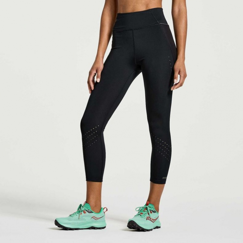 Saucony Explorer Utility Crop Tights Dame Svarte | NORGE YBLXRG