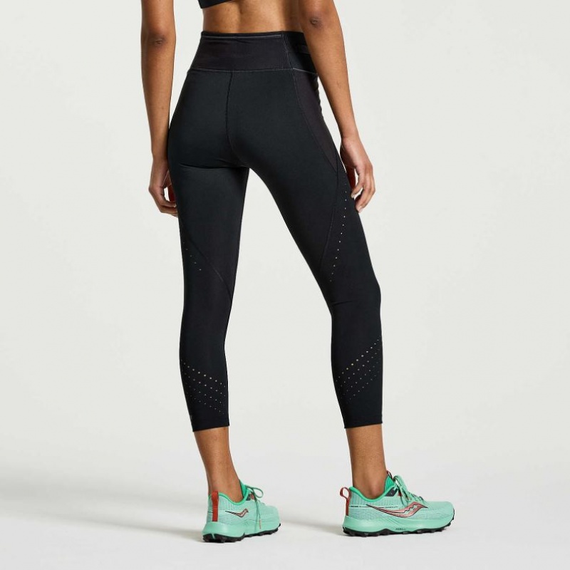 Saucony Explorer Utility Crop Tights Dame Svarte | NORGE YBLXRG