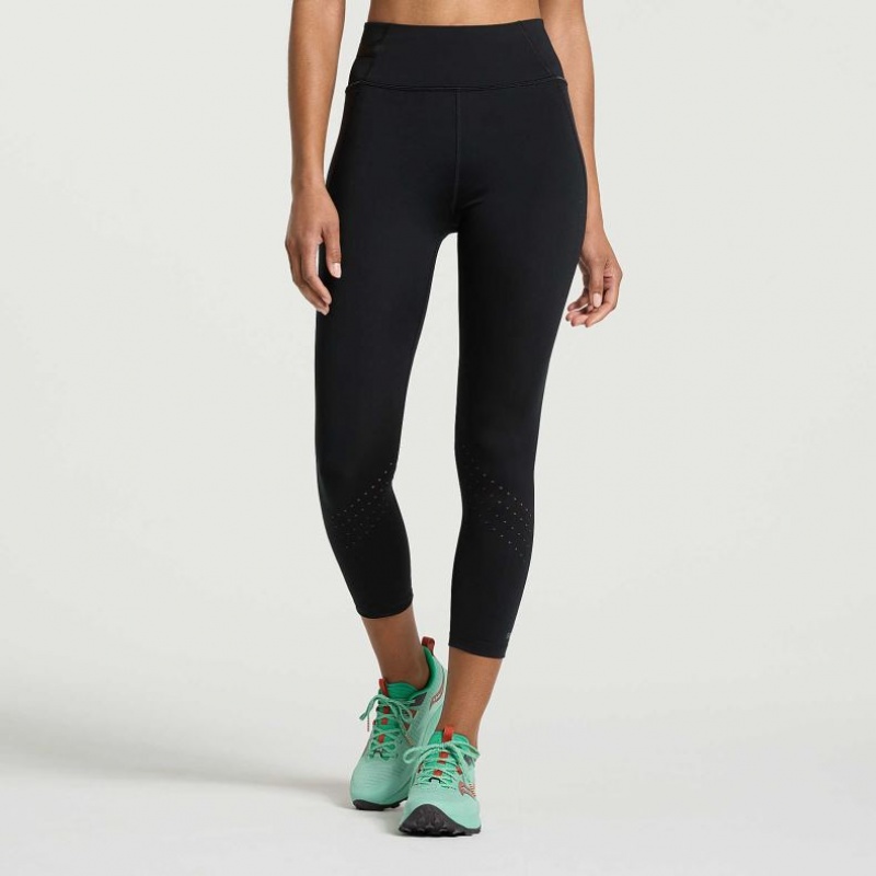 Saucony Explorer Utility Crop Tights Dame Svarte | NORGE YBLXRG