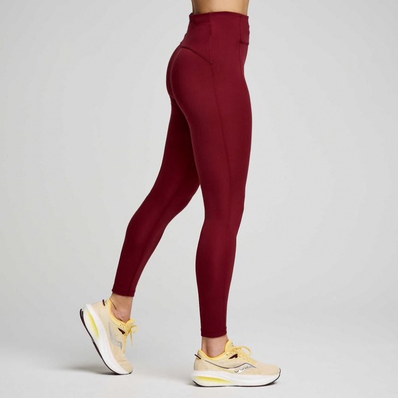 Saucony Fortify 7/8 Tights Dame Burgunder | NORGE XVYLZD