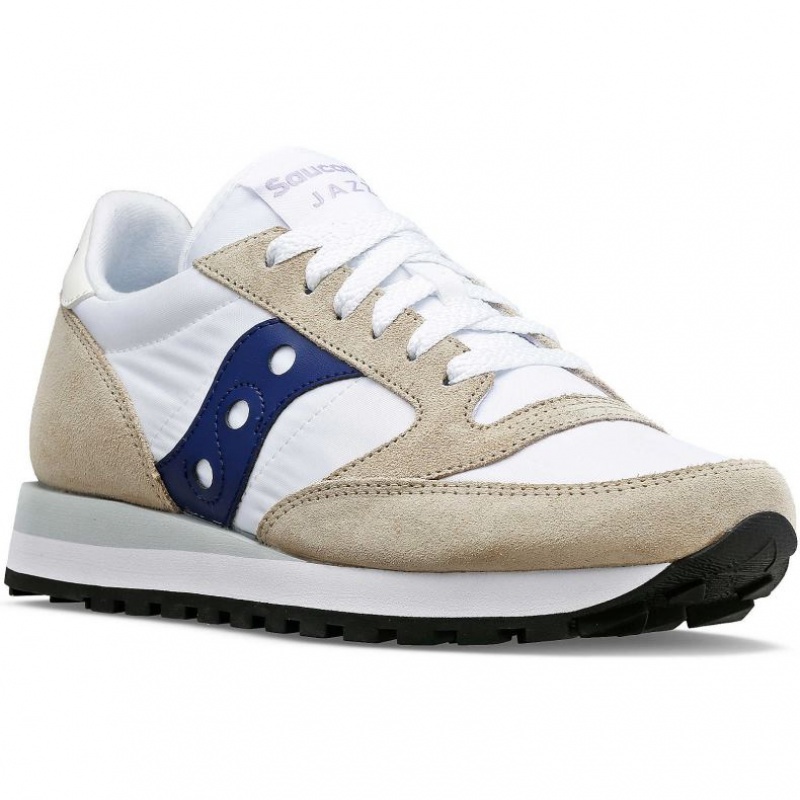 Saucony Jazz Original Sneakers Dame Hvite Beige Marineblå | NORGE REHFCI