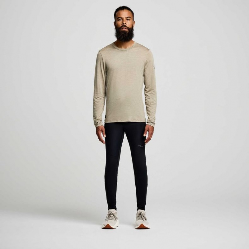 Saucony Peregrine Merino Long Sleeve T-Skjorte Herre Olivengrønne | NORGE YUJOSA