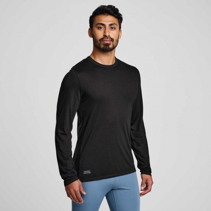 Saucony Peregrine Merino Long Sleeve T-Skjorte Herre Svarte | OSLO ZNBWPD