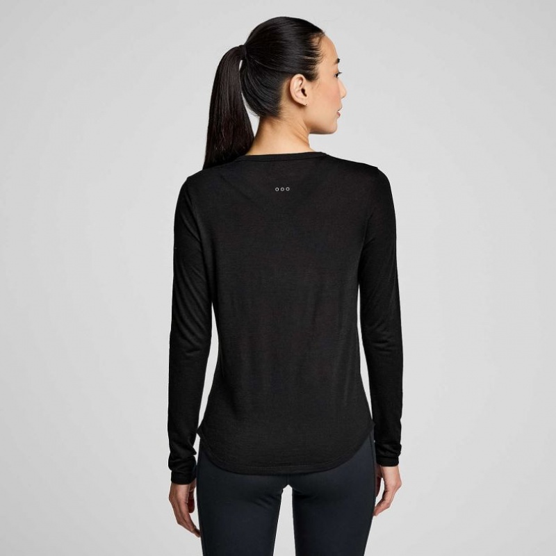 Saucony Peregrine Merino Long Sleeve T-Skjorte Dame Svarte | NORGE OKHAFP