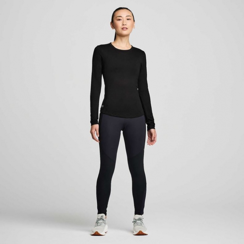 Saucony Peregrine Merino Long Sleeve T-Skjorte Dame Svarte | NORGE OKHAFP