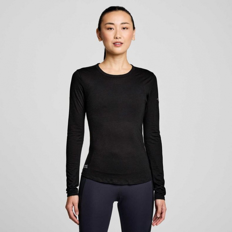 Saucony Peregrine Merino Long Sleeve T-Skjorte Dame Svarte | NORGE OKHAFP