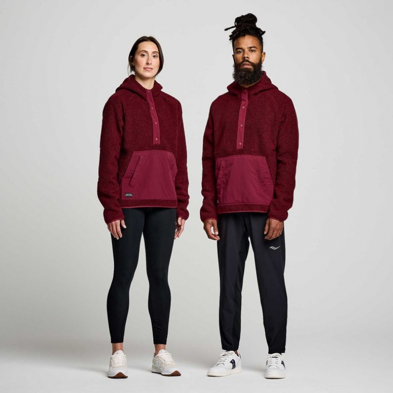 Saucony Recovery Sherpa Pullover Hettegenser Herre Burgunder | NORGE QBZCKW