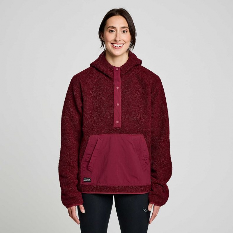 Saucony Recovery Sherpa Pullover Hettegenser Dame Burgunder | NORGE ODZYBX