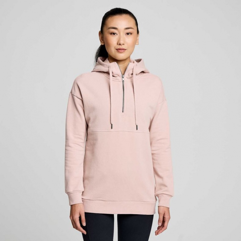 Saucony Recovery Zip Tunic Hettegenser Dame Rosa | NORGE VQJDKX