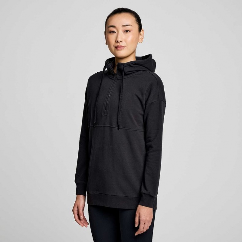 Saucony Recovery Zip Tunic Hettegenser Dame Svarte | NORGE YKLGIR