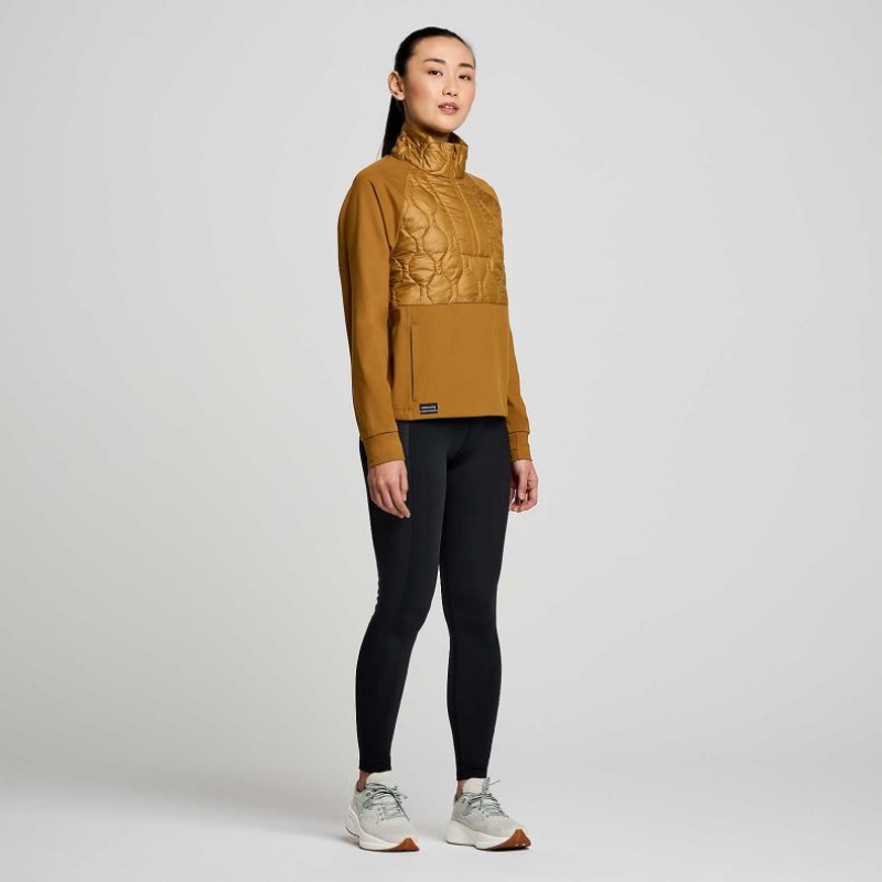 Saucony Solstice Oysterpuff 1/2 Zip Sweatshirt Dame Brune | NORGE IOEACK