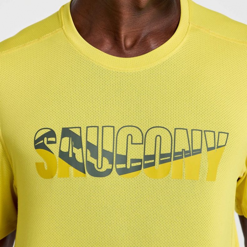 Saucony Stopwatch Graphic Kort Sleeve T-Skjorte Herre Gul | NORGE WBESNI