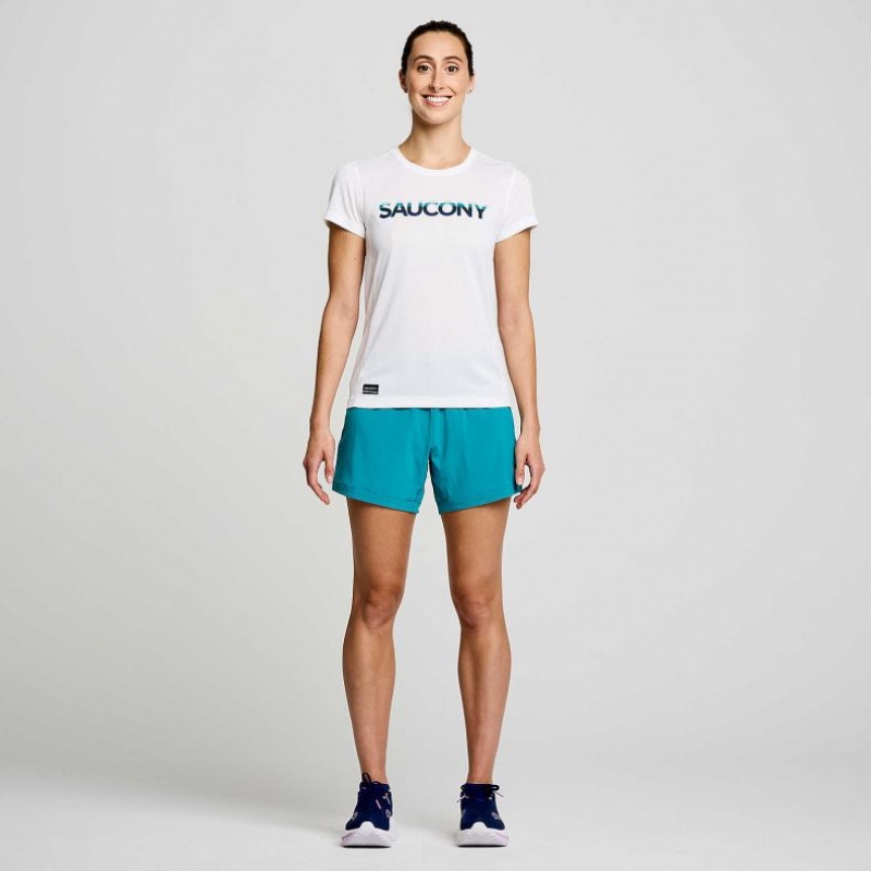 Saucony Stopwatch Graphic Kort Sleeve T-Skjorte Dame Hvite | NORGE JXZECB