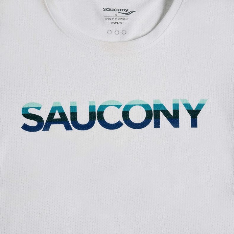 Saucony Stopwatch Graphic Kort Sleeve T-Skjorte Dame Hvite | NORGE JXZECB